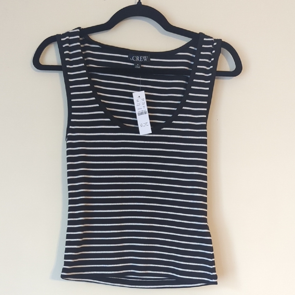 J. Crew Black and White Fitted Tank Top